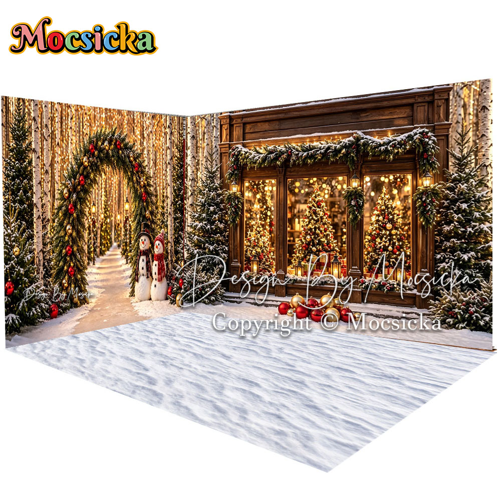 Photography Lighting And Backdrop - Mocsicka Hintergrund für Fotografie Weihnachts-Schaufenster Schneemann