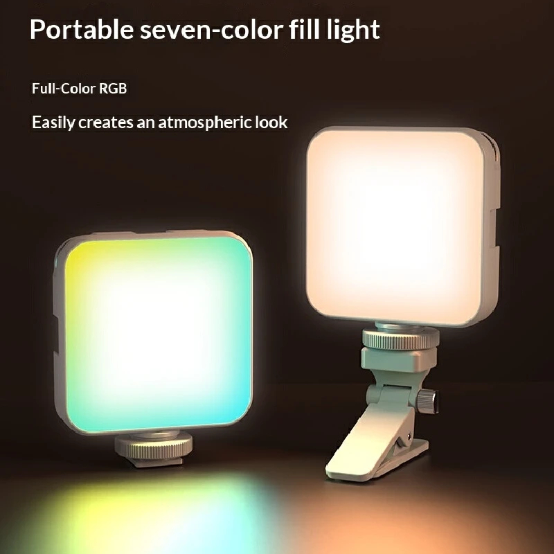 Photography Lighting Brands - Handystativ mit RGB-Selfie-Licht, 7 Farben, dimmbares